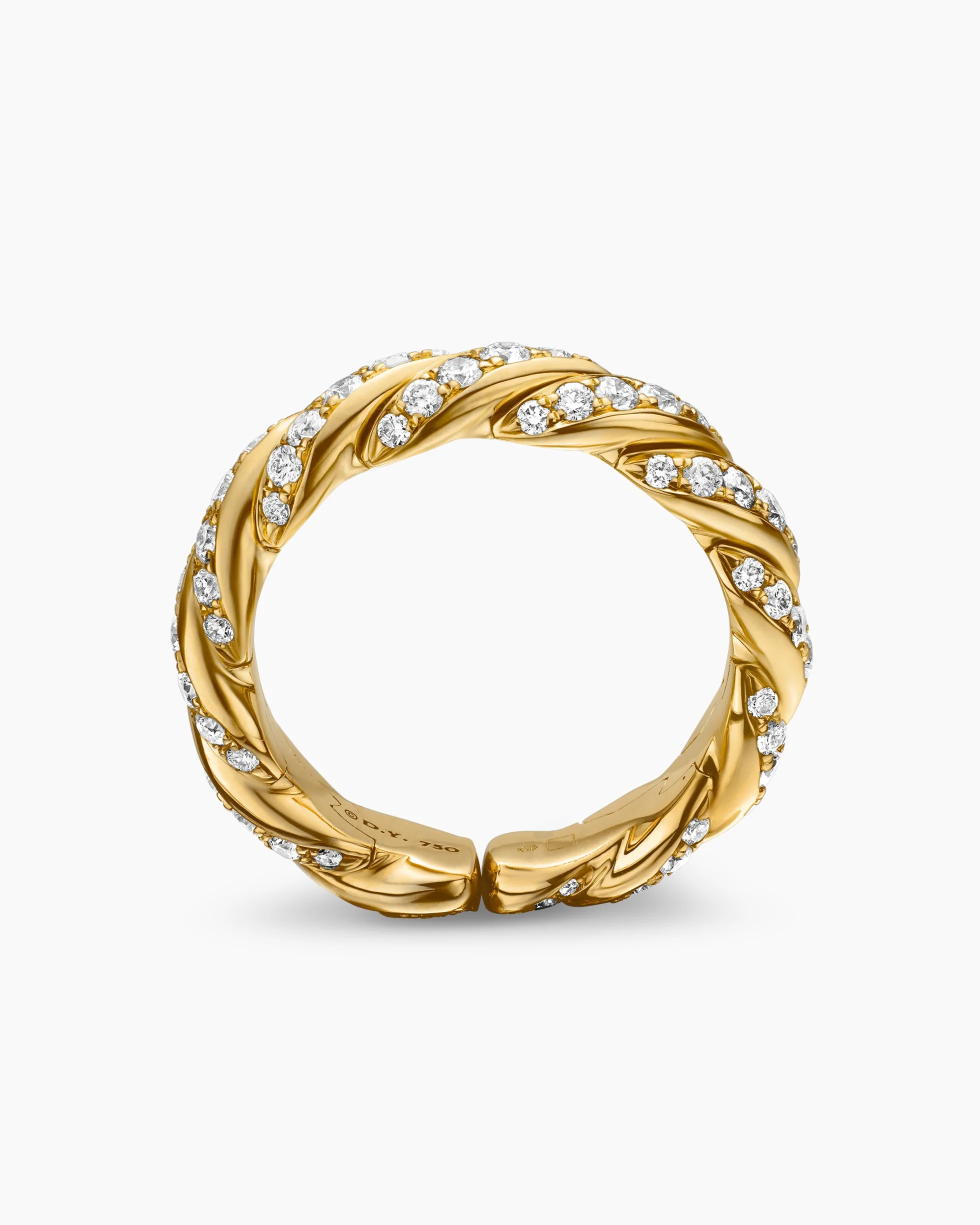 Sculpted Cable Flex Band Ring 18K Yellow Gold with Diamonds, 5mm