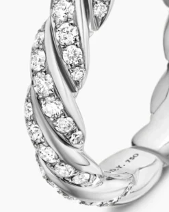 Sculpted Cable Flex Band Ring 18K White Gold with Diamonds, 5mm