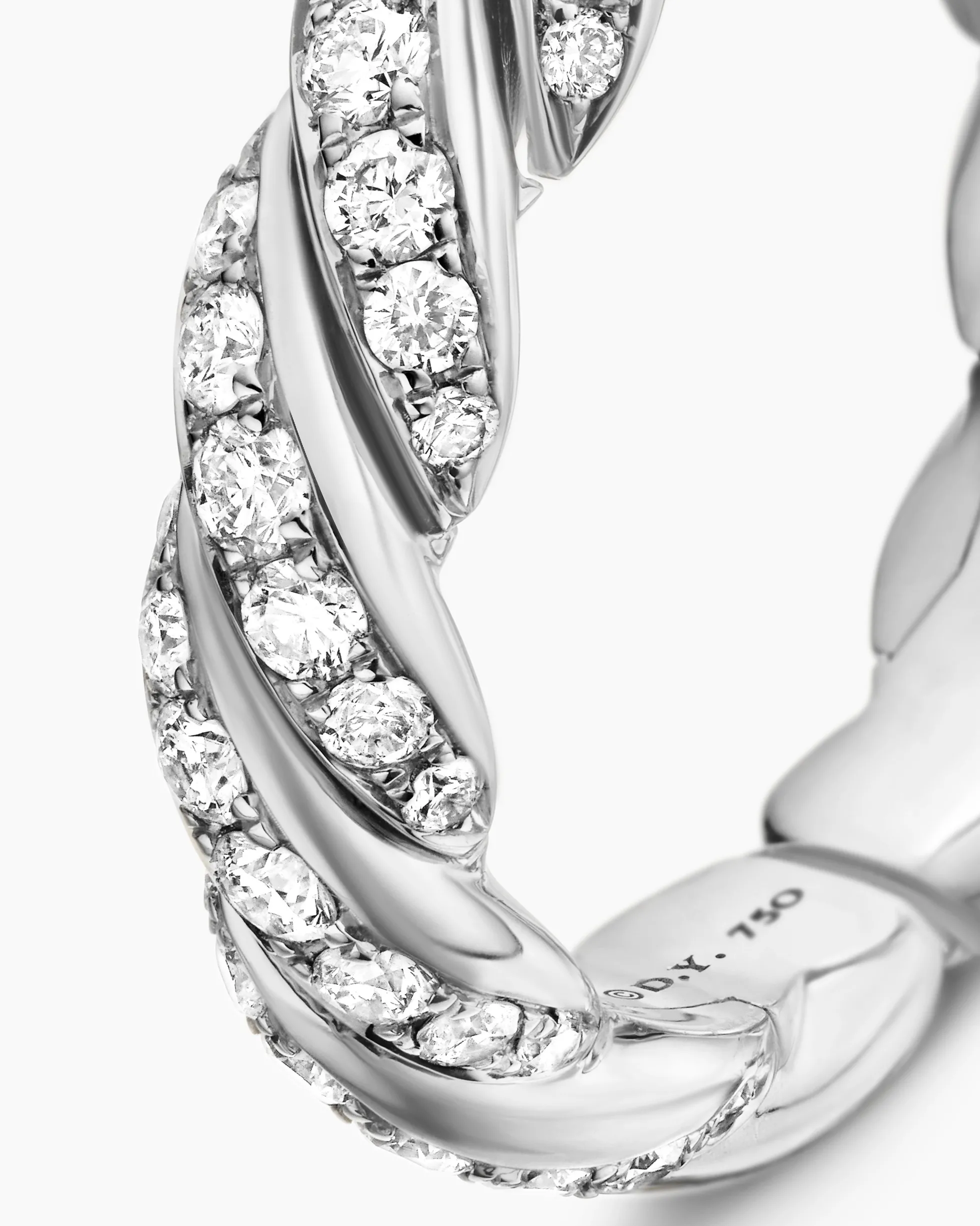 Sculpted Cable Flex Band Ring 18K White Gold with Diamonds, 5mm