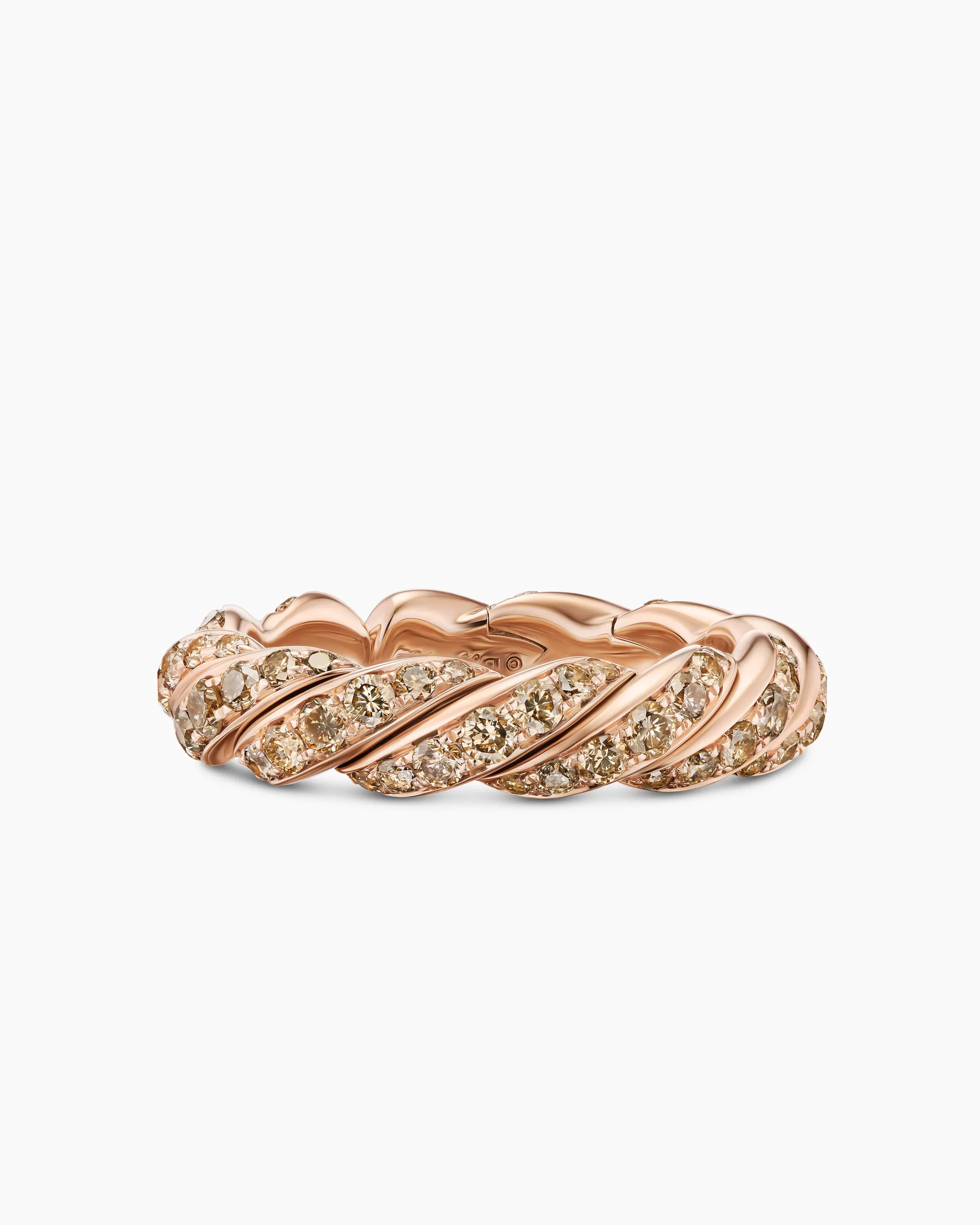 Sculpted Cable Flex Band Ring 18K Rose Gold with Cognac Diamonds, 5mm