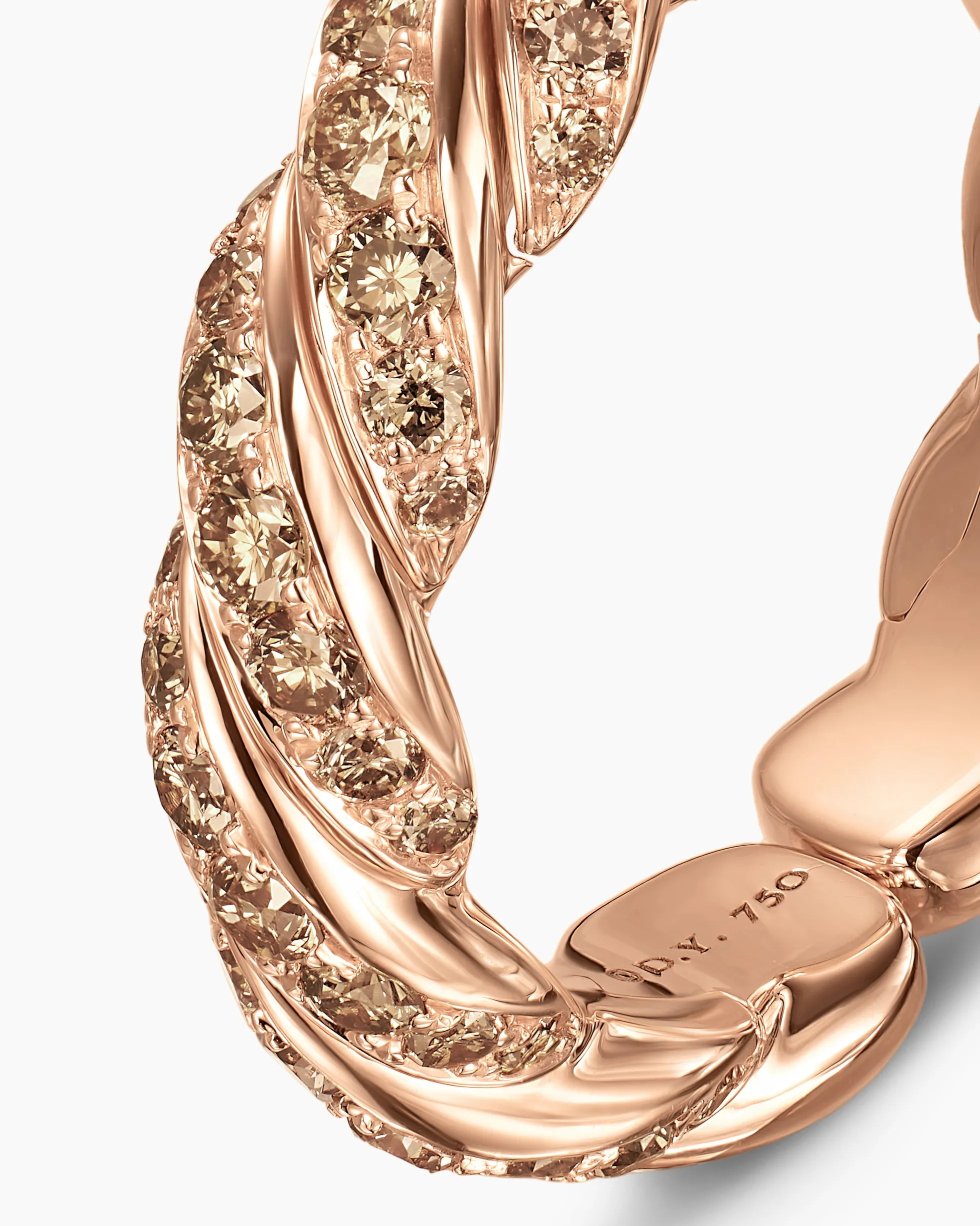 Sculpted Cable Flex Band Ring 18K Rose Gold with Cognac Diamonds, 5mm