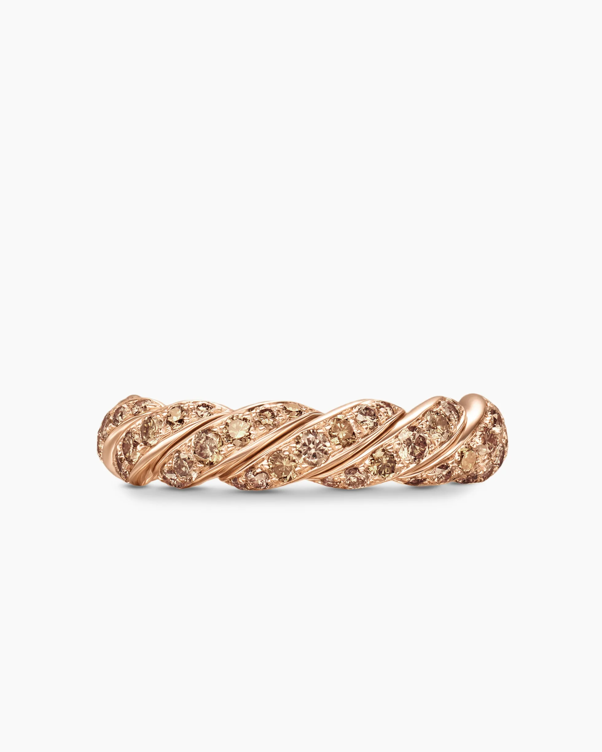 Sculpted Cable Flex Band Ring 18K Rose Gold with Cognac Diamonds, 5mm