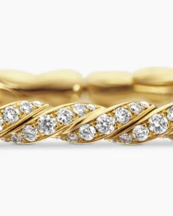 Sculpted Cable Flex Bracelet 18K Yellow Gold with Diamonds, 3.5mm
