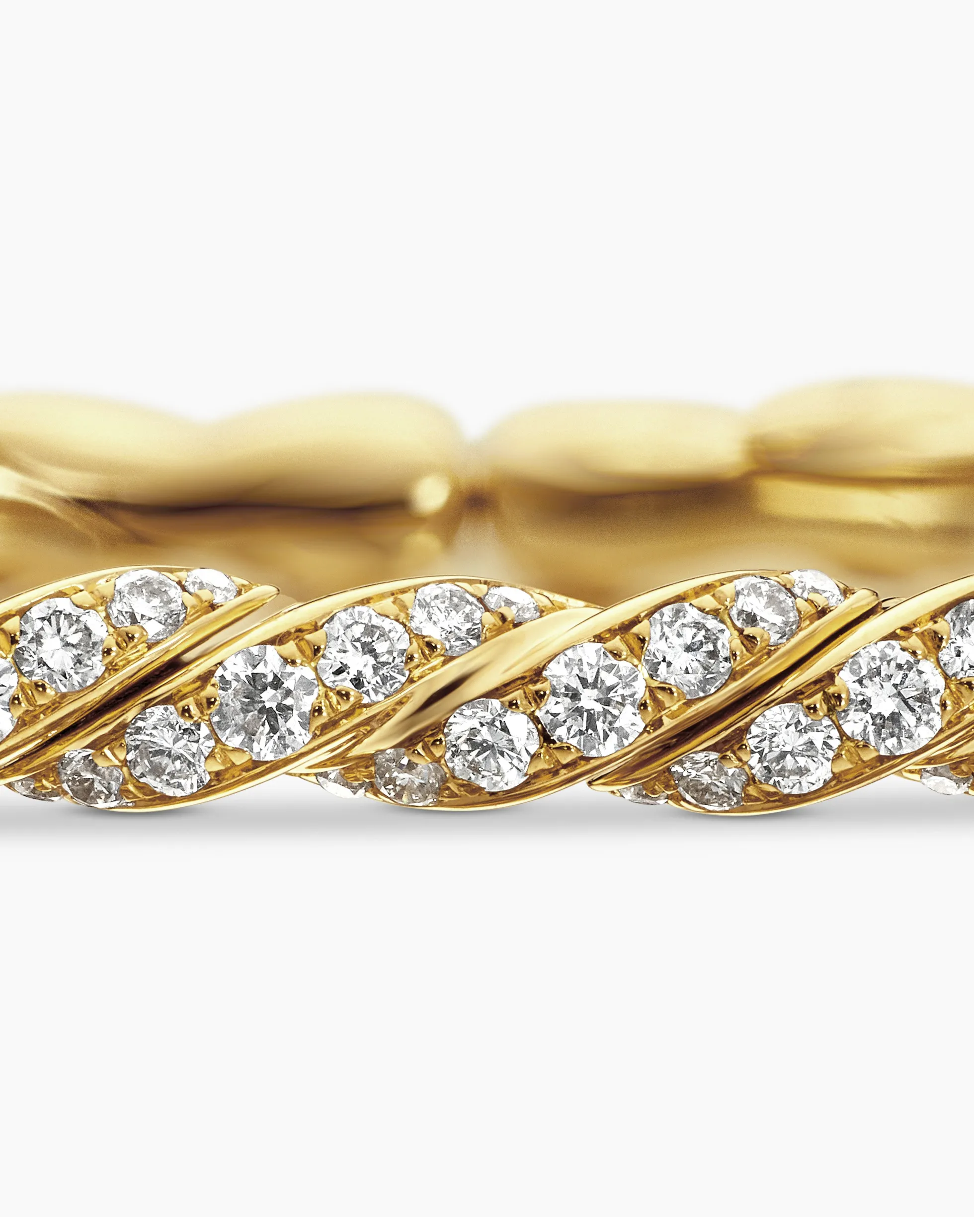 Sculpted Cable Flex Bracelet 18K Yellow Gold with Diamonds, 3.5mm