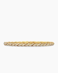 Sculpted Cable Flex Bracelet 18K Yellow Gold with Diamonds, 3.5mm