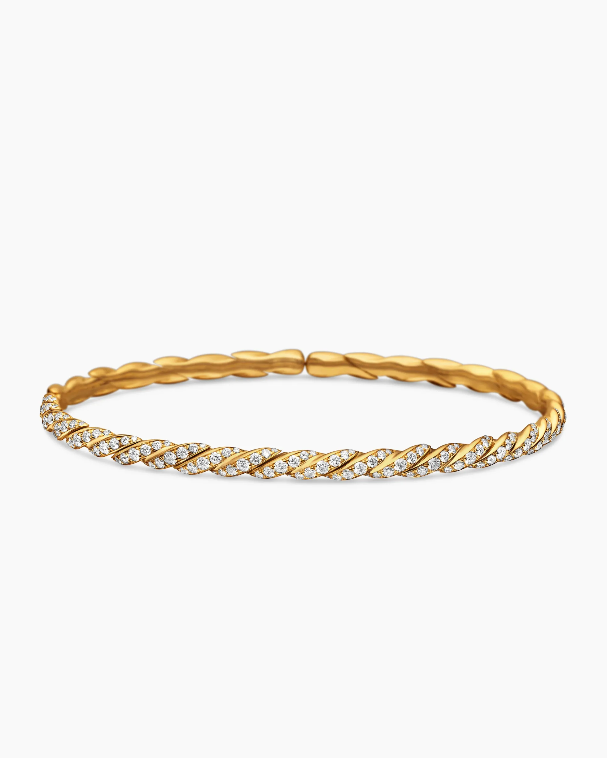 Sculpted Cable Flex Bracelet 18K Yellow Gold with Diamonds, 3.5mm