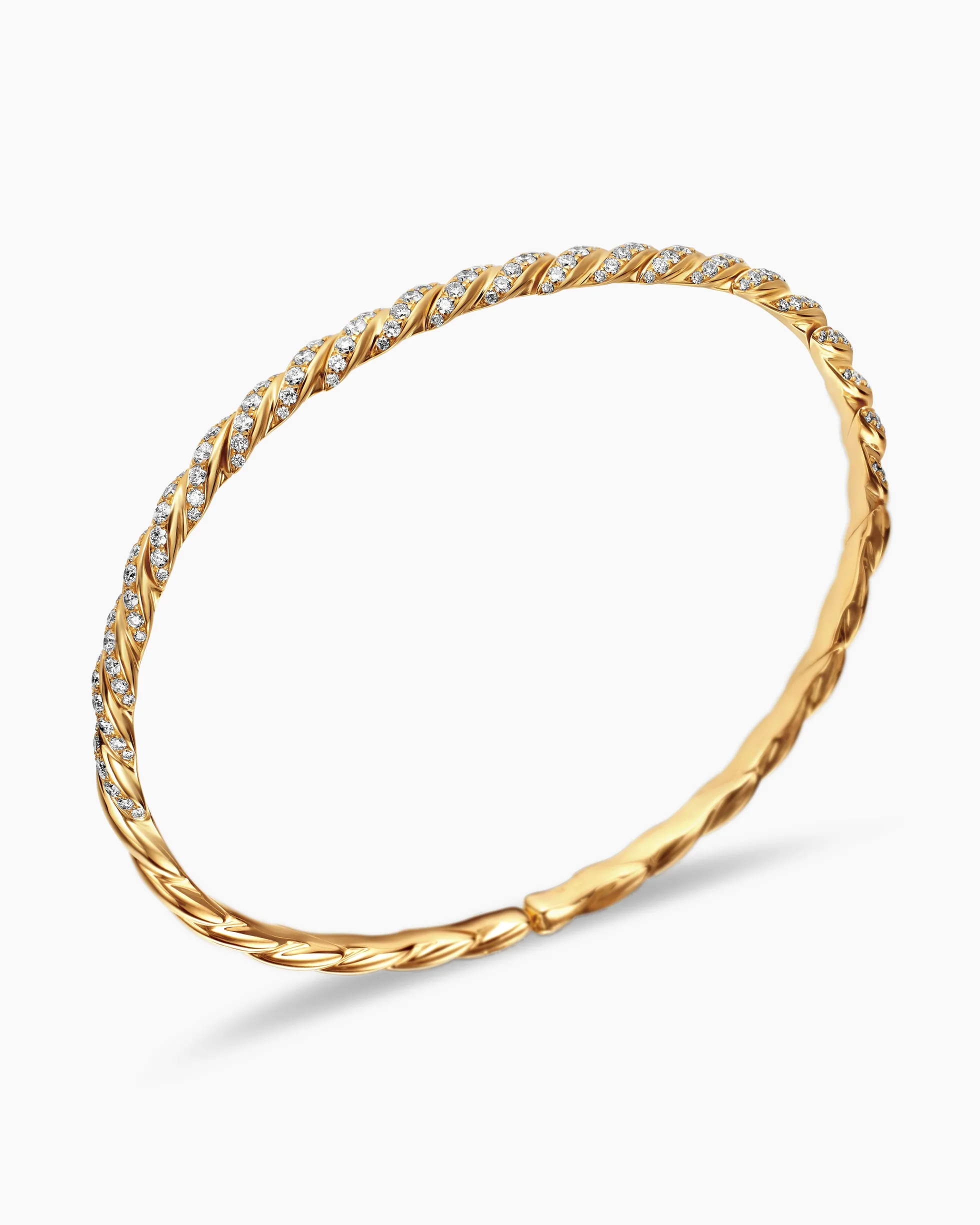 Sculpted Cable Flex Bracelet 18K Yellow Gold with Diamonds, 3.5mm
