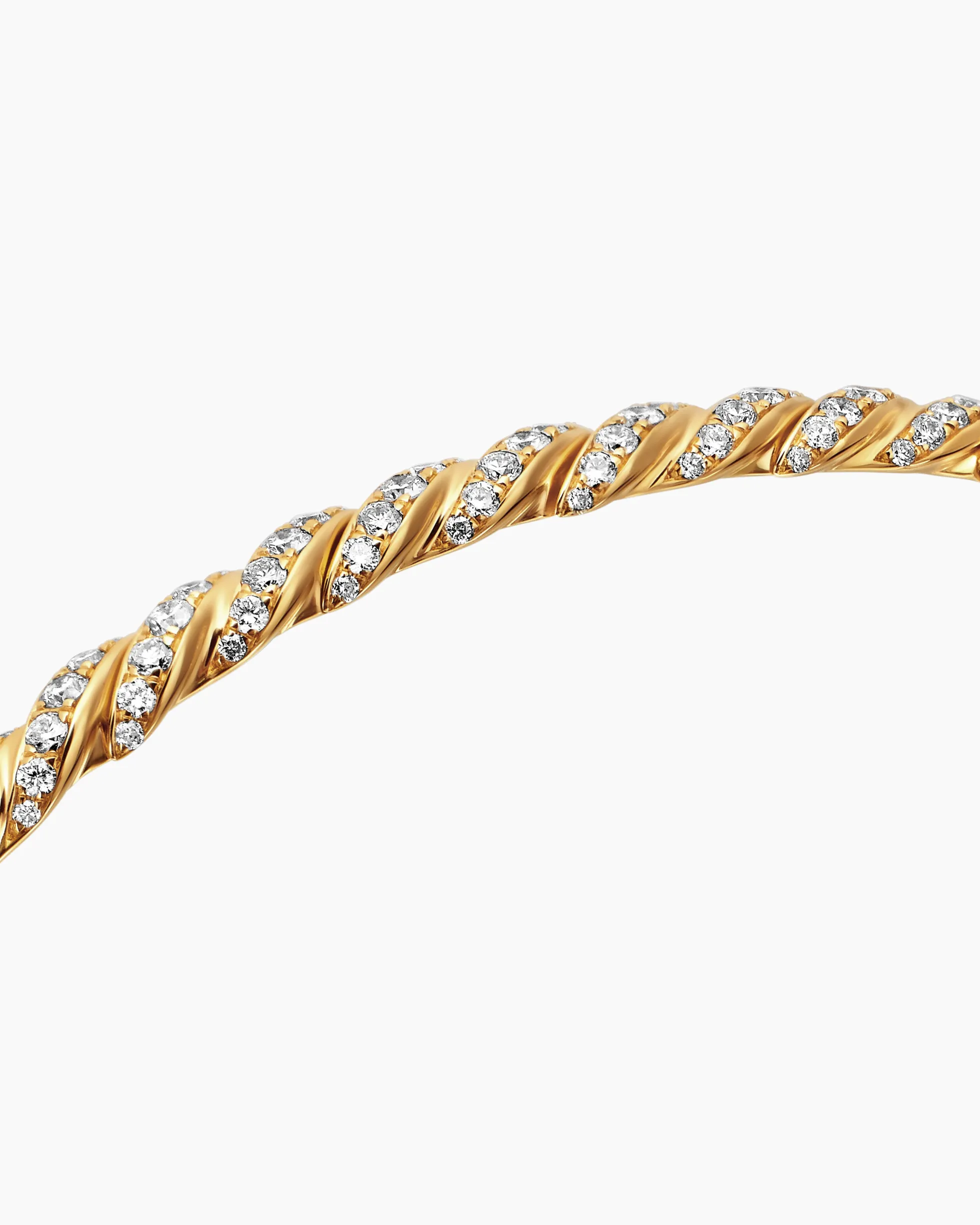 Sculpted Cable Flex Bracelet 18K Yellow Gold with Diamonds, 3.5mm