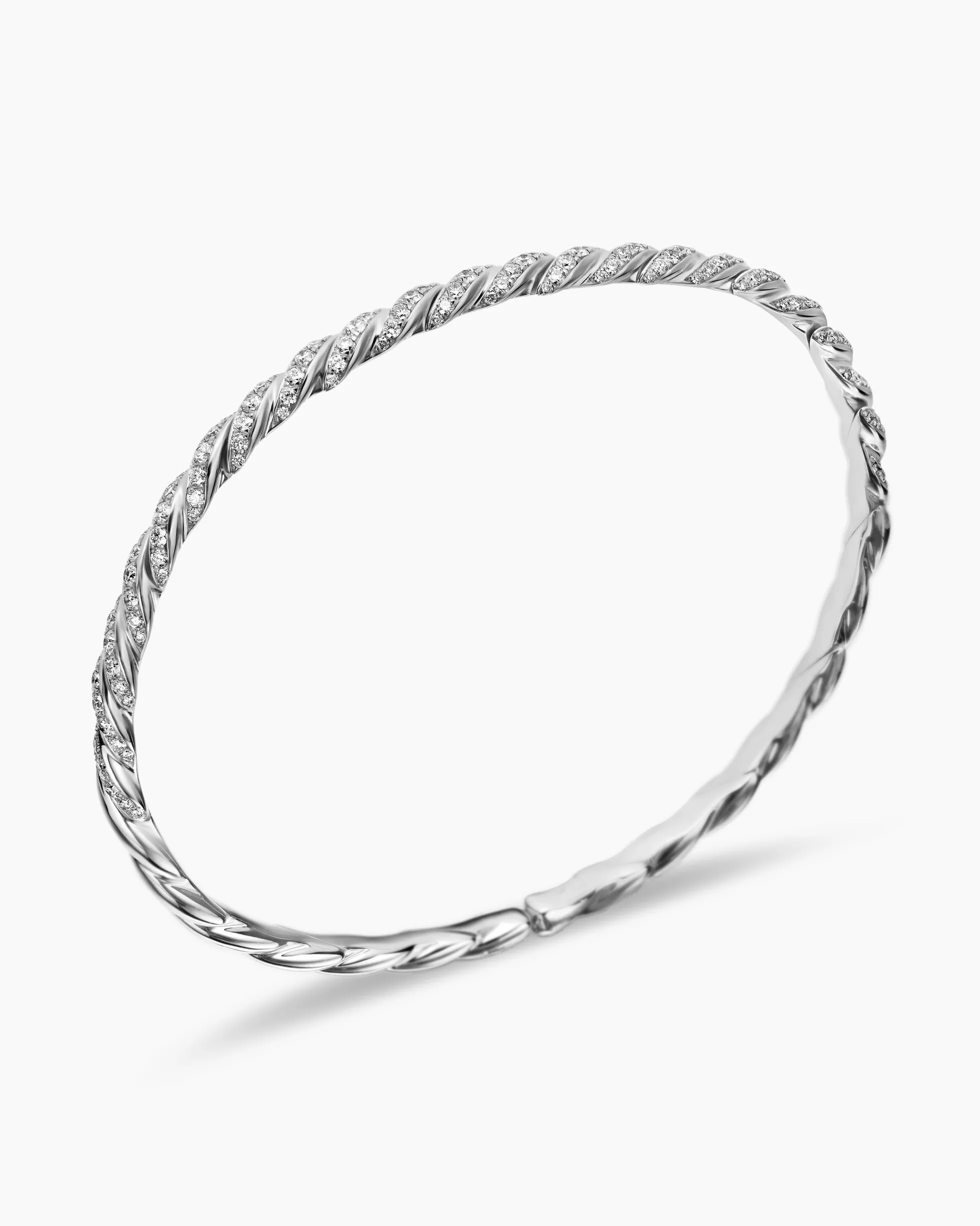 Sculpted Cable Flex Bracelet 18K White Gold with Diamonds, 3.5mm