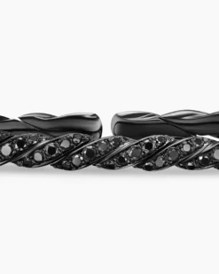 Sculpted Cable Flex Bracelet 18K White Gold with Black Rhodium and Black Diamonds, 3.5mm