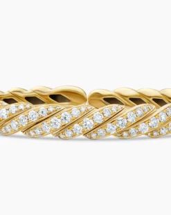 Sculpted Cable Flex Bracelet 18K Yellow Gold with Diamonds, 7.8mm