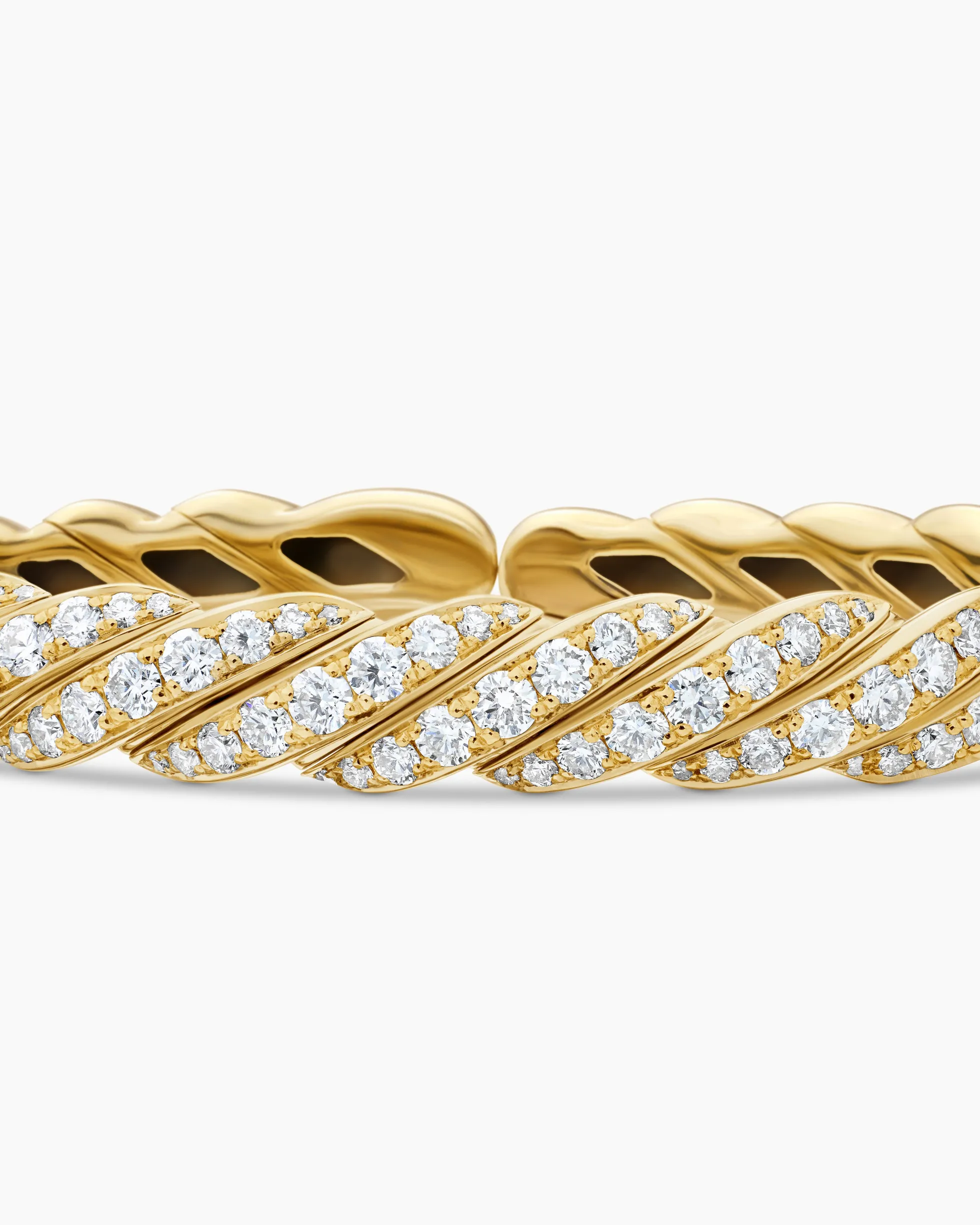 Sculpted Cable Flex Bracelet 18K Yellow Gold with Diamonds, 7.8mm