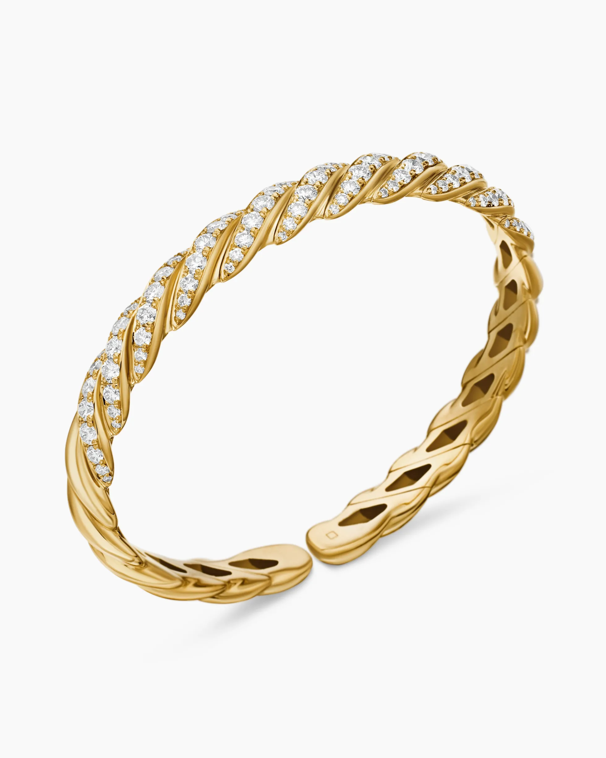 Sculpted Cable Flex Bracelet 18K Yellow Gold with Diamonds, 7.8mm