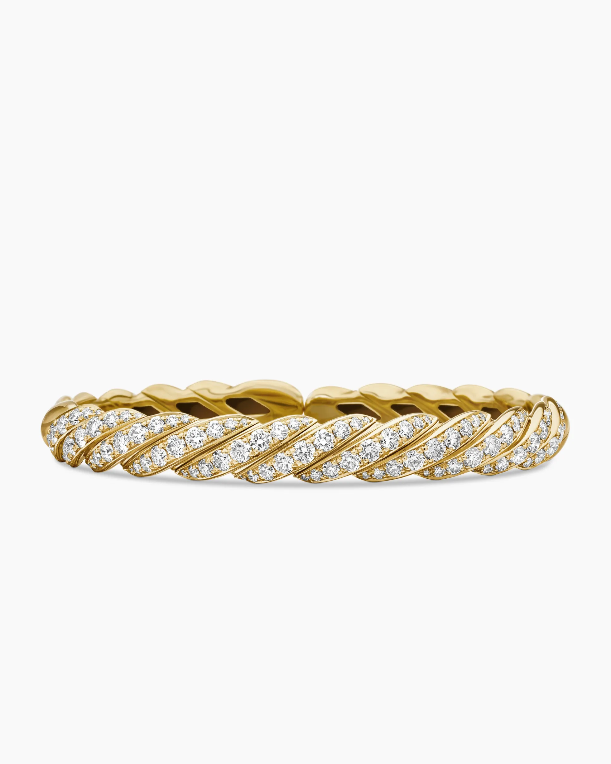 Sculpted Cable Flex Bracelet 18K Yellow Gold with Diamonds, 7.8mm