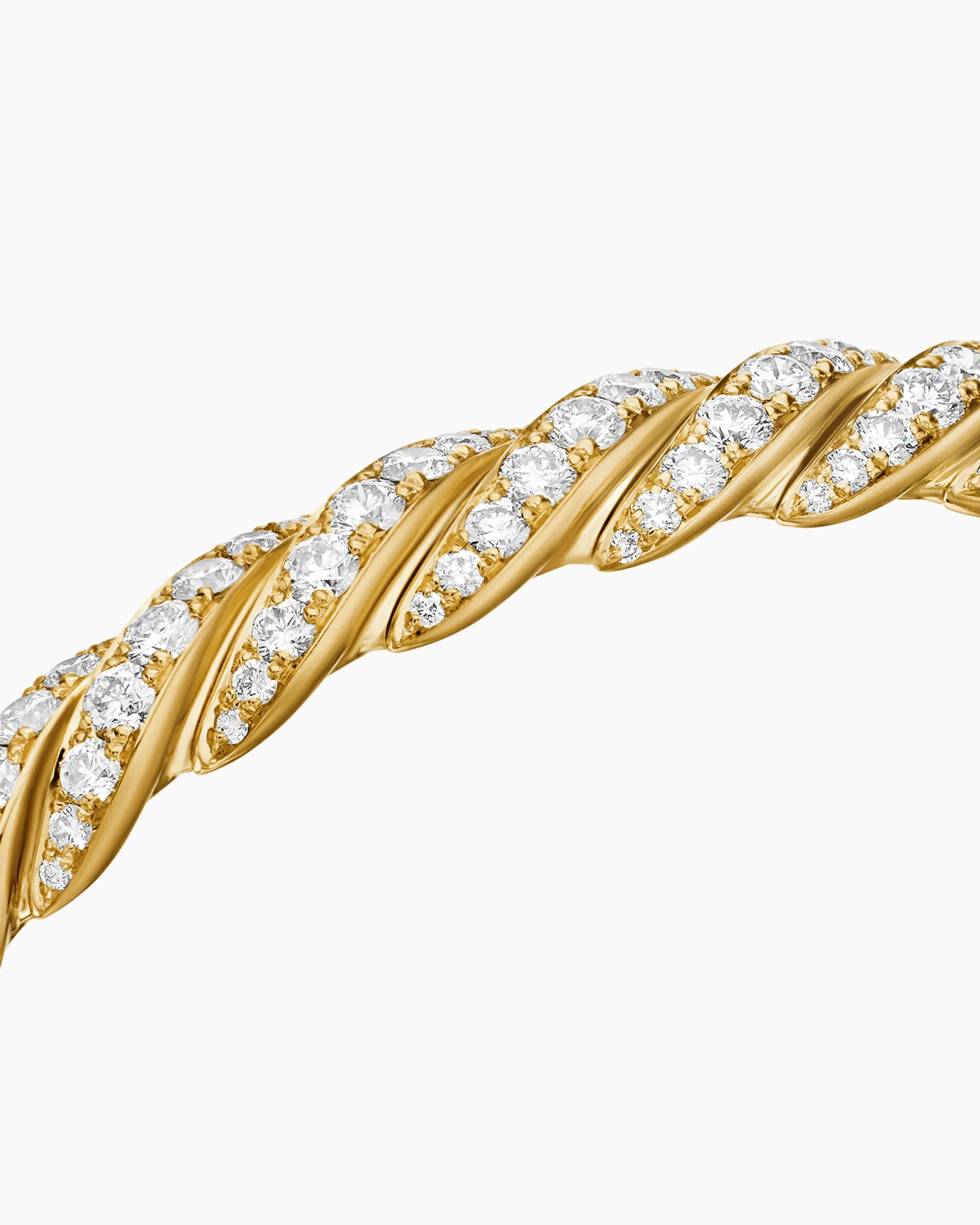 Sculpted Cable Flex Bracelet 18K Yellow Gold with Diamonds, 7.8mm