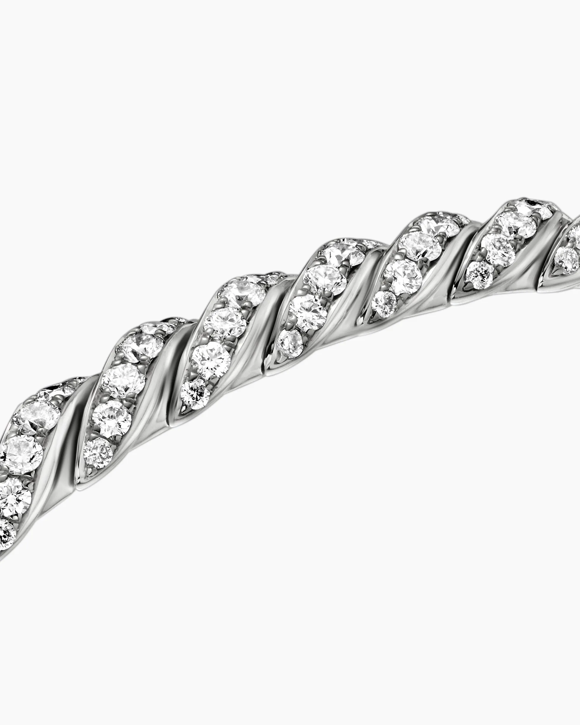 Sculpted Cable Flex Bracelet 18K White Gold with Diamonds, 5mm