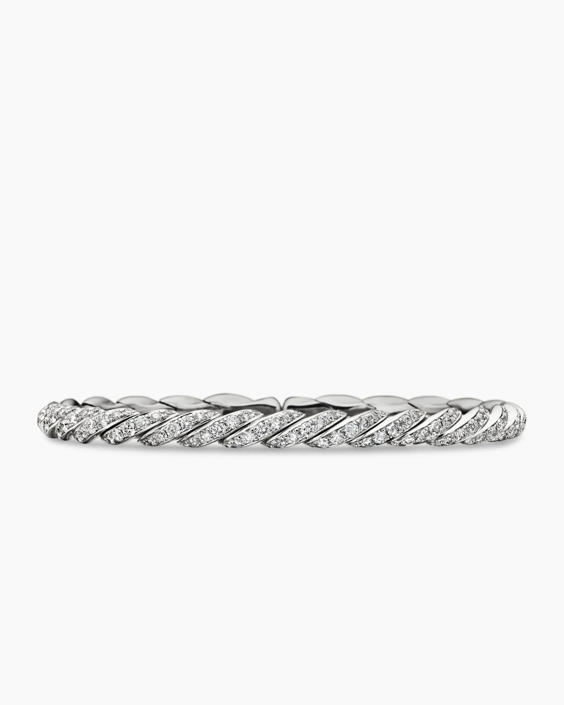 Sculpted Cable Flex Bracelet 18K White Gold with Diamonds, 5mm