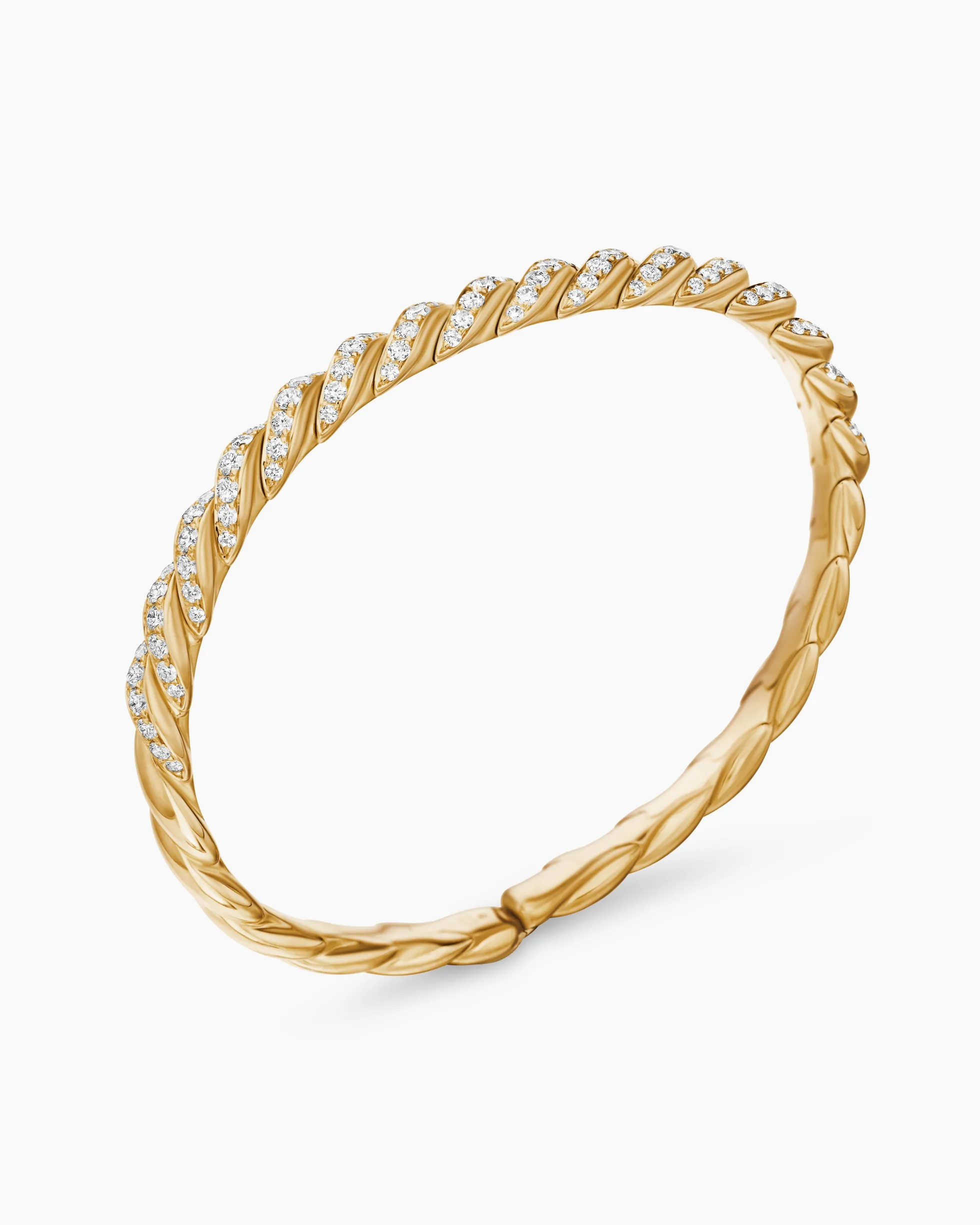 Sculpted Cable Flex Bracelet 18K Yellow Gold with Diamonds, 5mm