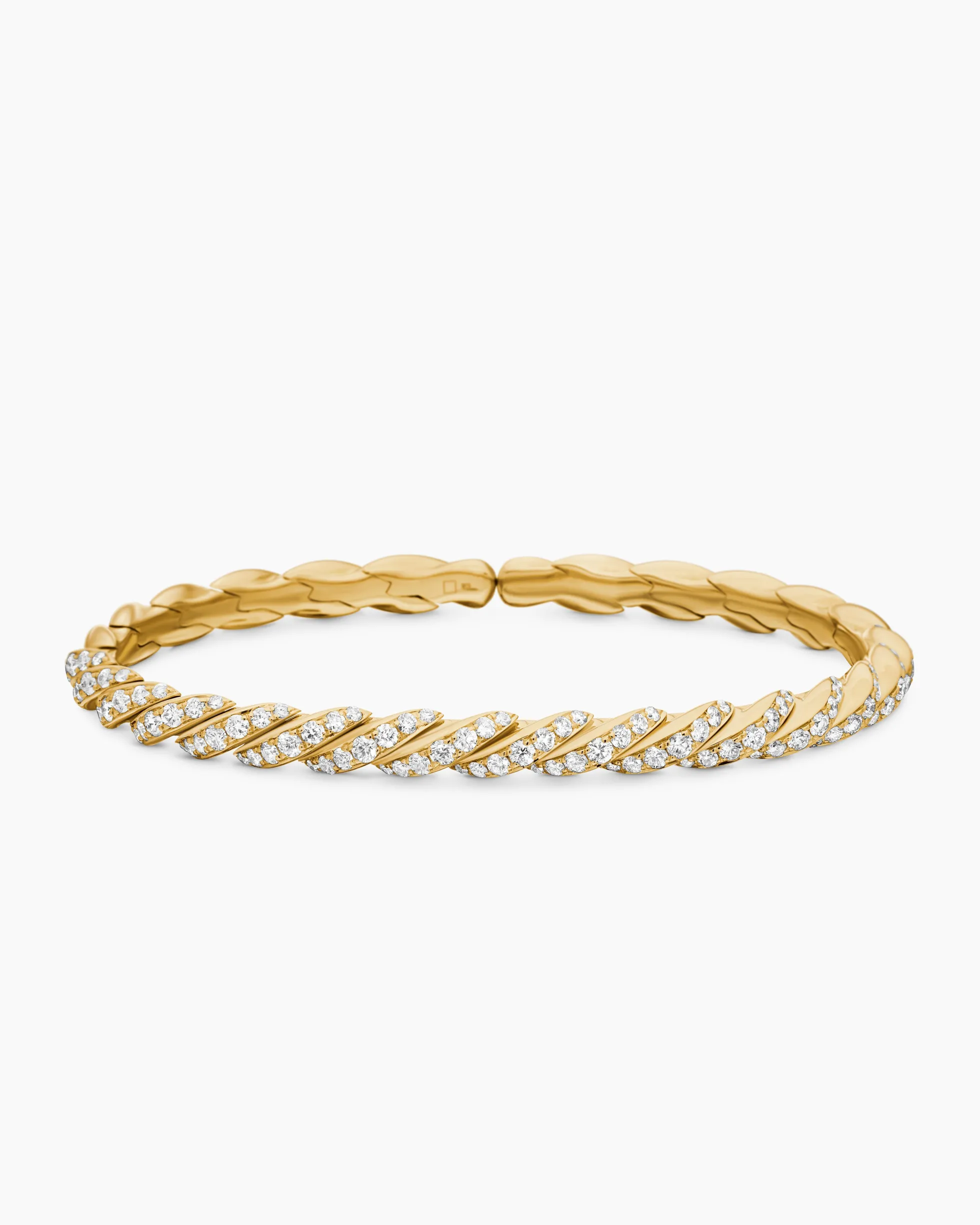Sculpted Cable Flex Bracelet 18K Yellow Gold with Diamonds, 5mm