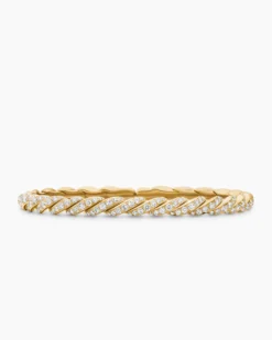 Sculpted Cable Flex Bracelet 18K Yellow Gold with Diamonds, 5mm
