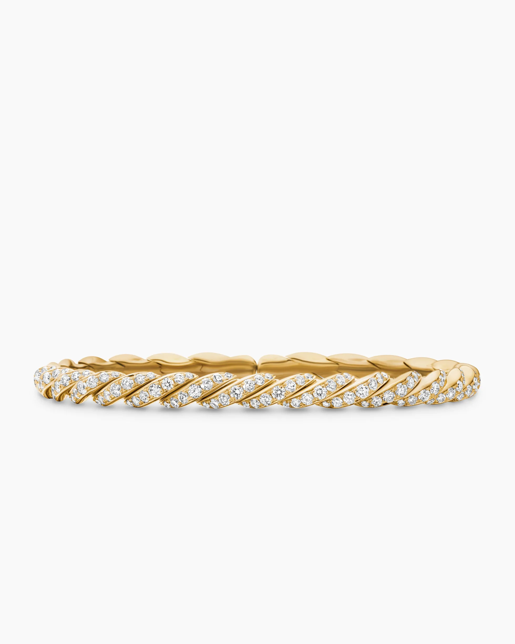 Sculpted Cable Flex Bracelet 18K Yellow Gold with Diamonds, 5mm