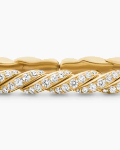 Sculpted Cable Flex Bracelet 18K Yellow Gold with Diamonds, 5mm