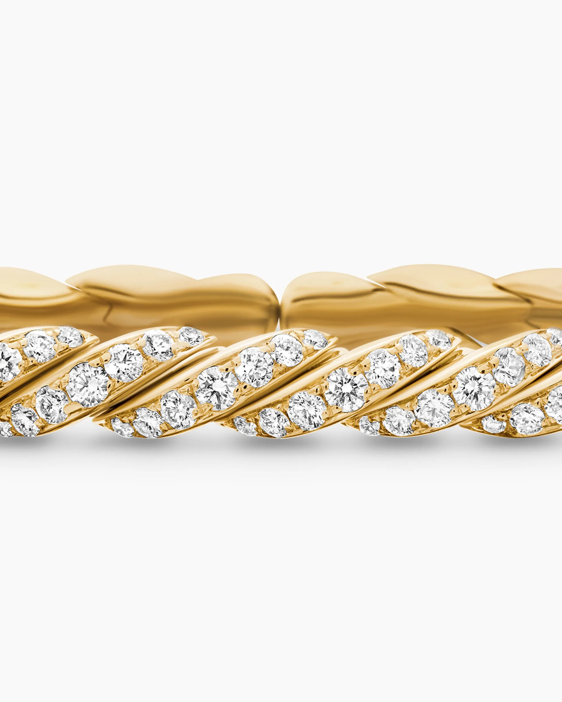 Sculpted Cable Flex Bracelet 18K Yellow Gold with Diamonds, 5mm