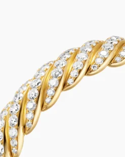 Sculpted Cable Flex Bracelet 18K Yellow Gold with Diamonds, 11mm