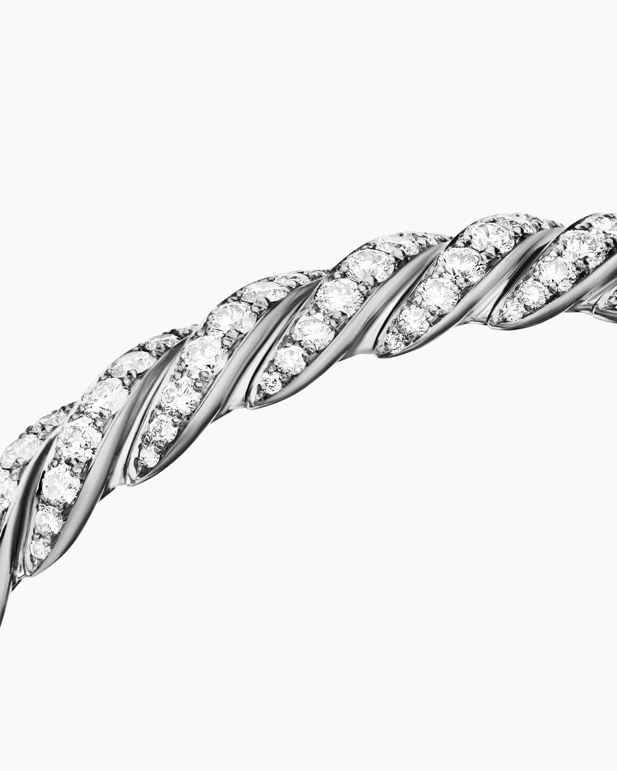 Sculpted Cable Flex Bracelet 18K White Gold with Diamonds, 7.8mm