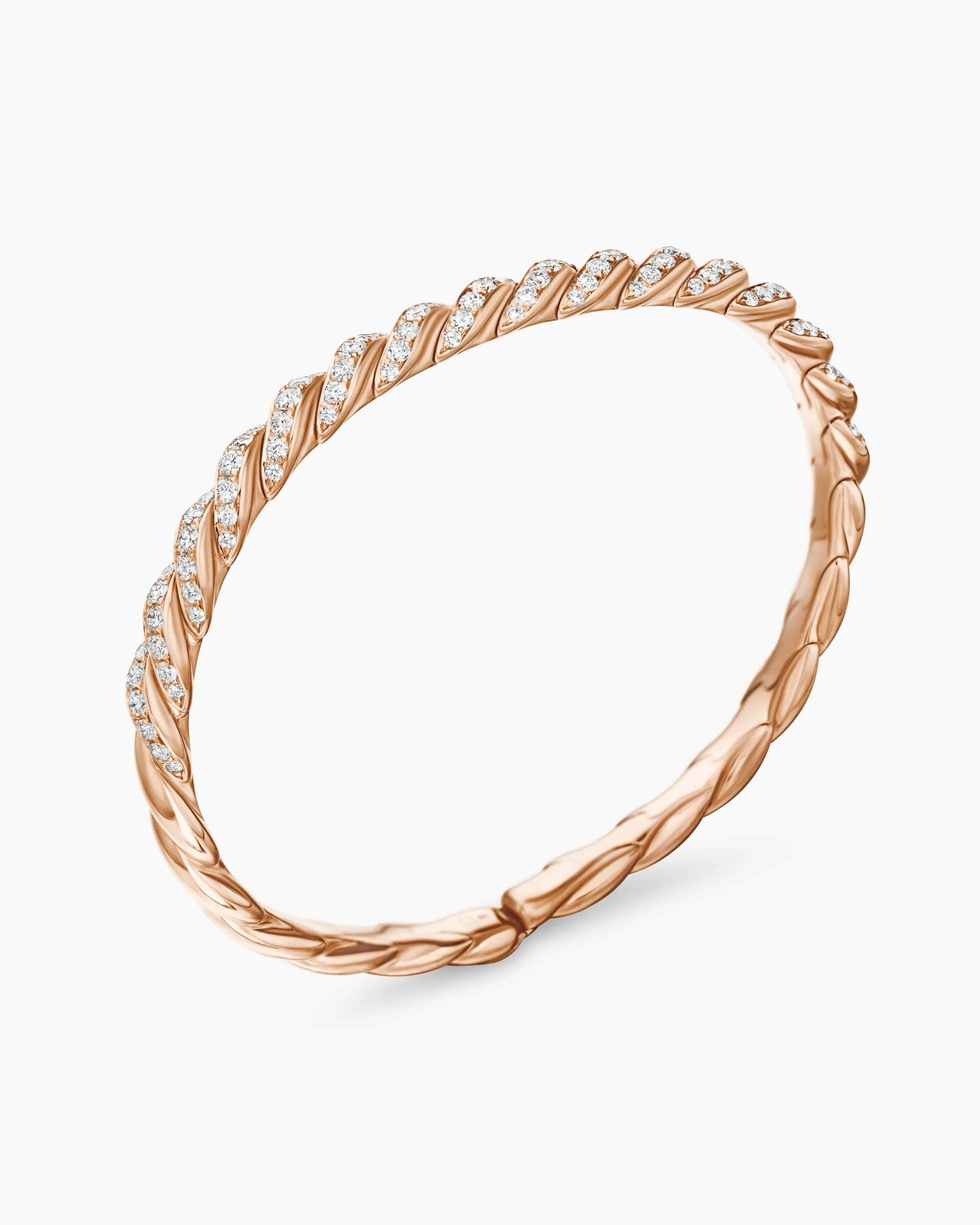 Sculpted Cable Flex Bracelet 18K Rose Gold with Diamonds, 5mm