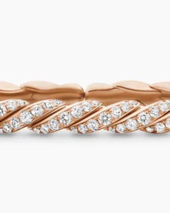 Sculpted Cable Flex Bracelet 18K Rose Gold with Diamonds, 5mm