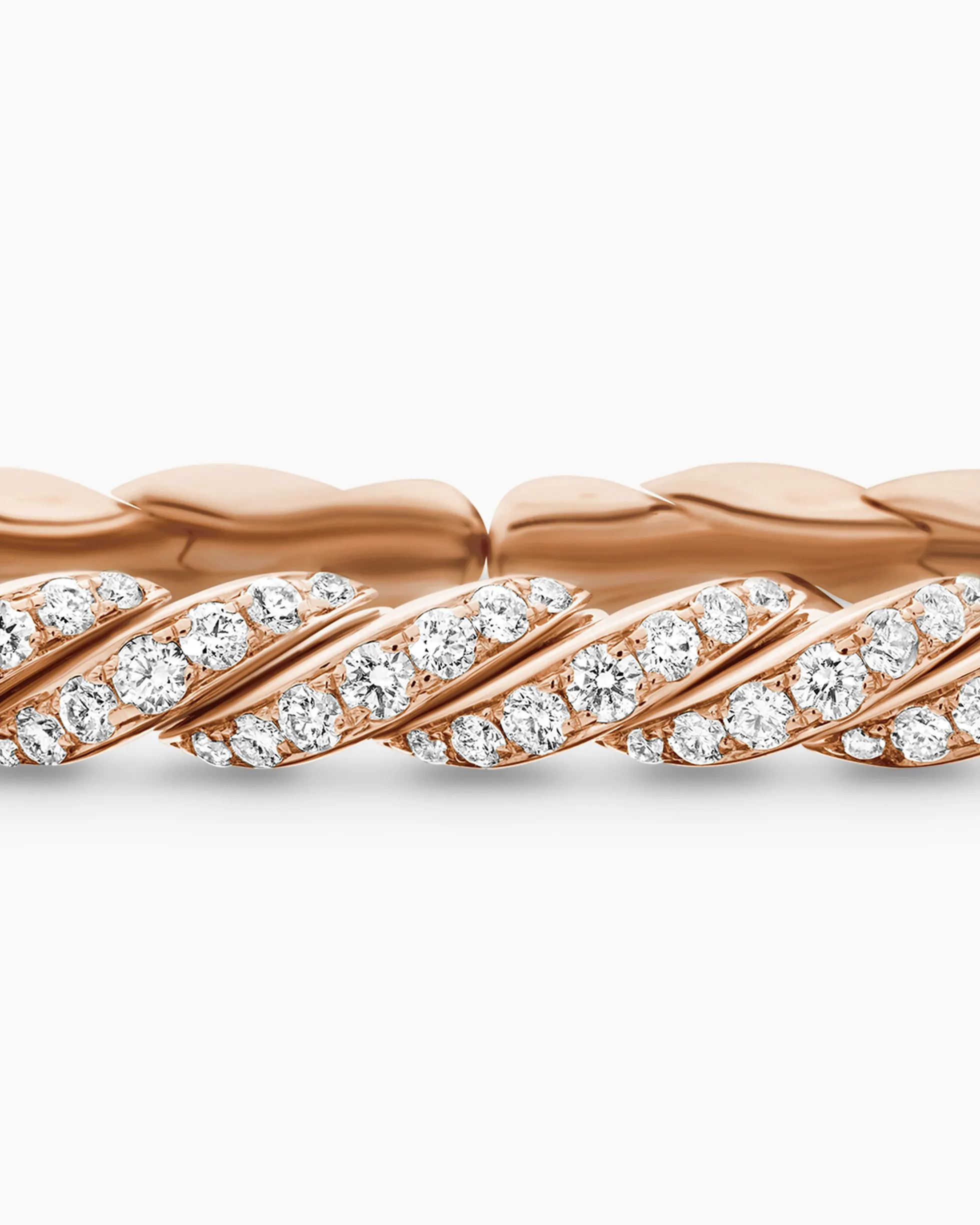 Sculpted Cable Flex Bracelet 18K Rose Gold with Diamonds, 5mm
