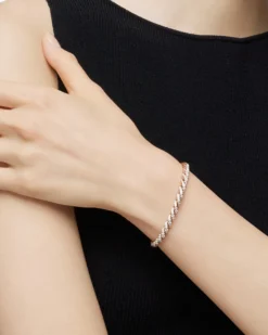 Sculpted Cable Flex Bracelet 18K Rose Gold with Diamonds, 5mm