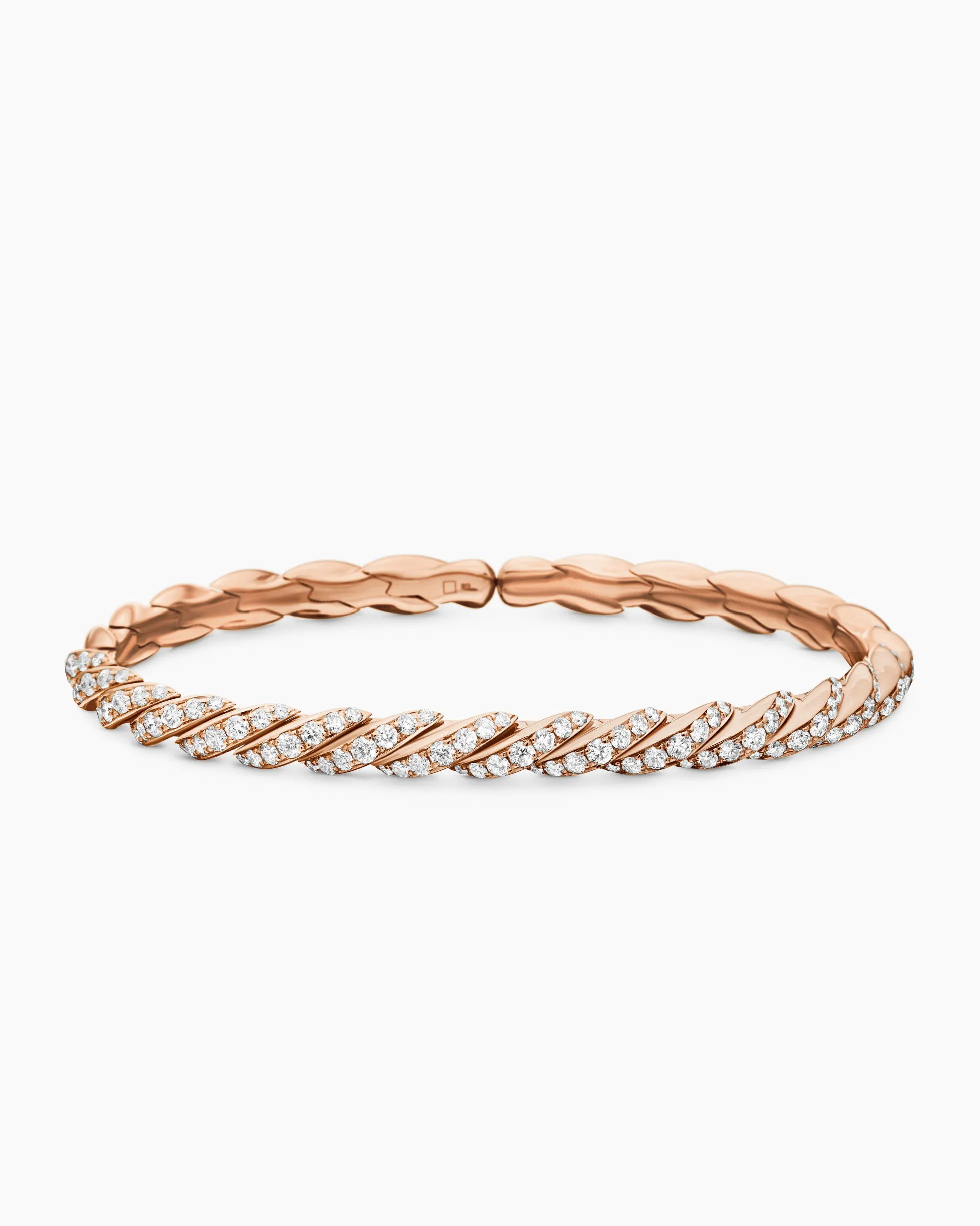 Sculpted Cable Flex Bracelet 18K Rose Gold with Diamonds, 5mm