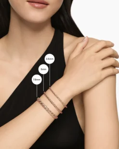 Sculpted Cable Flex Bracelet 18K Rose Gold with Diamonds, 5mm