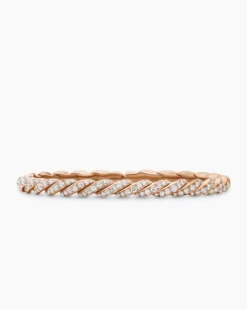 Sculpted Cable Flex Bracelet 18K Rose Gold with Diamonds, 5mm