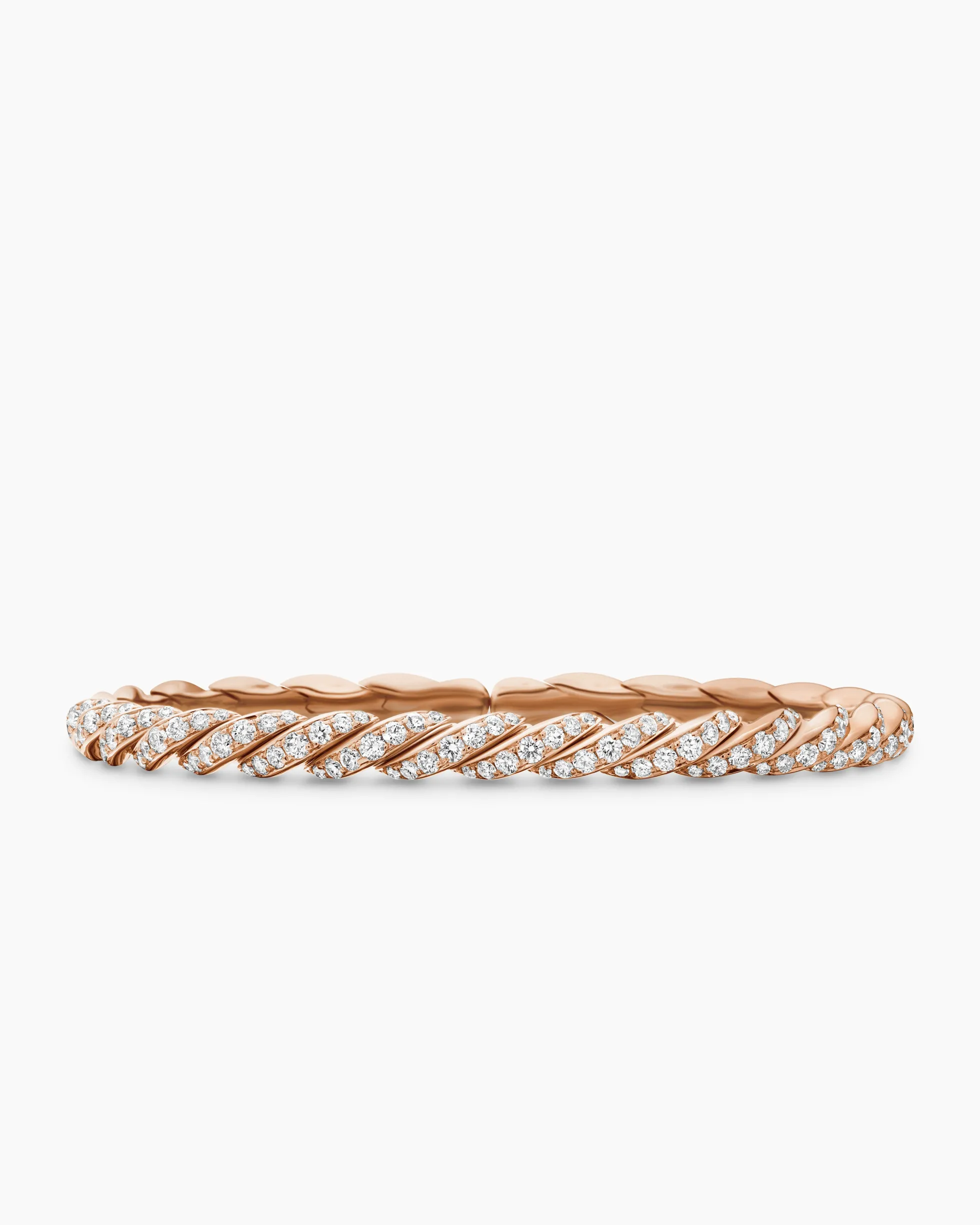 Sculpted Cable Flex Bracelet 18K Rose Gold with Diamonds, 5mm