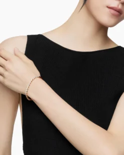 Sculpted Cable Flex Bracelet 18K Rose Gold with Diamonds, 5mm