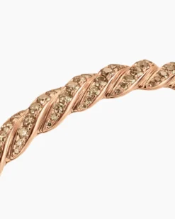 Sculpted Cable Flex Bracelet 18K Rose Gold with Cognac Diamonds, 7.8mm