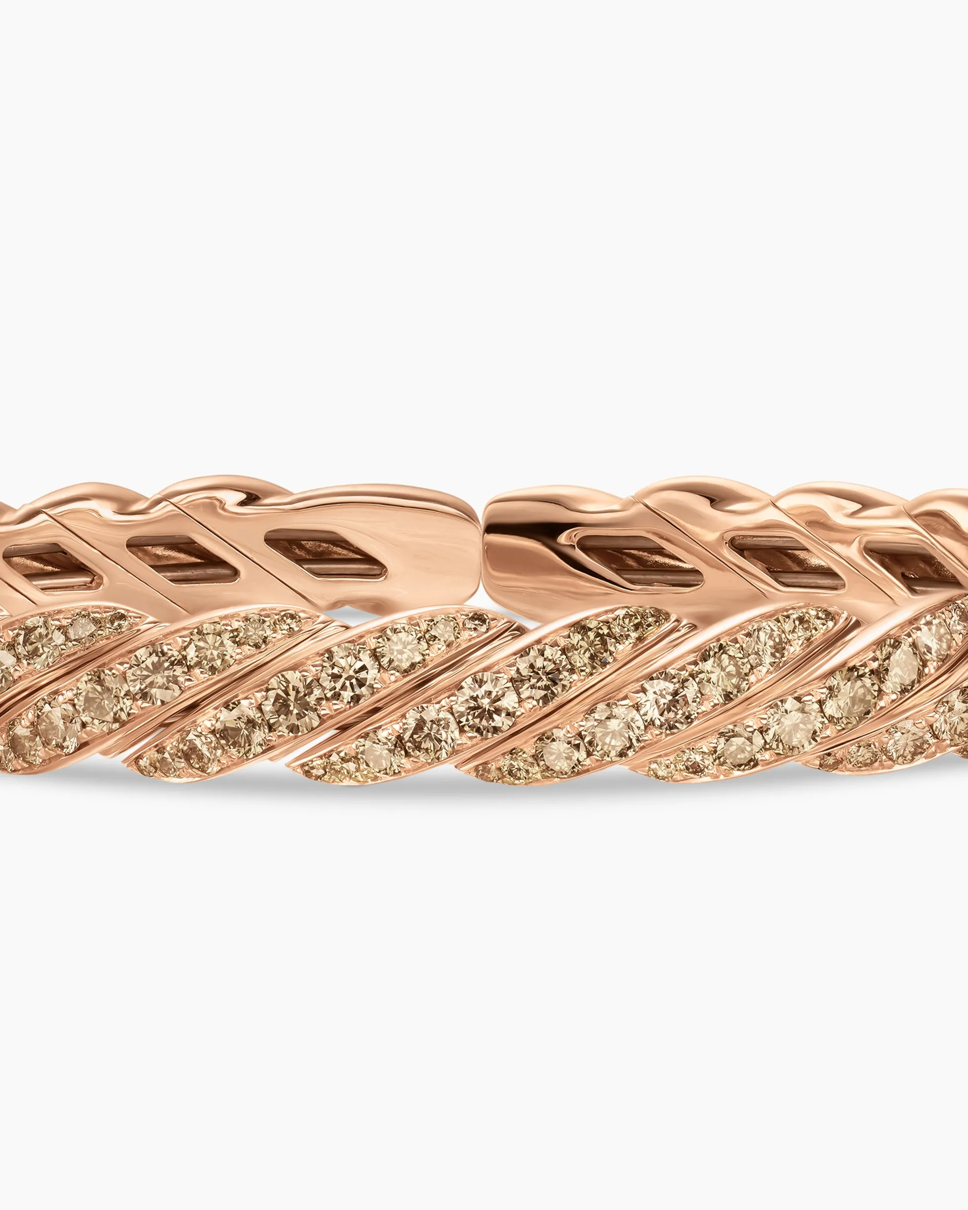Sculpted Cable Flex Bracelet 18K Rose Gold with Cognac Diamonds, 7.8mm