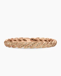 Sculpted Cable Flex Bracelet 18K Rose Gold with Cognac Diamonds, 7.8mm