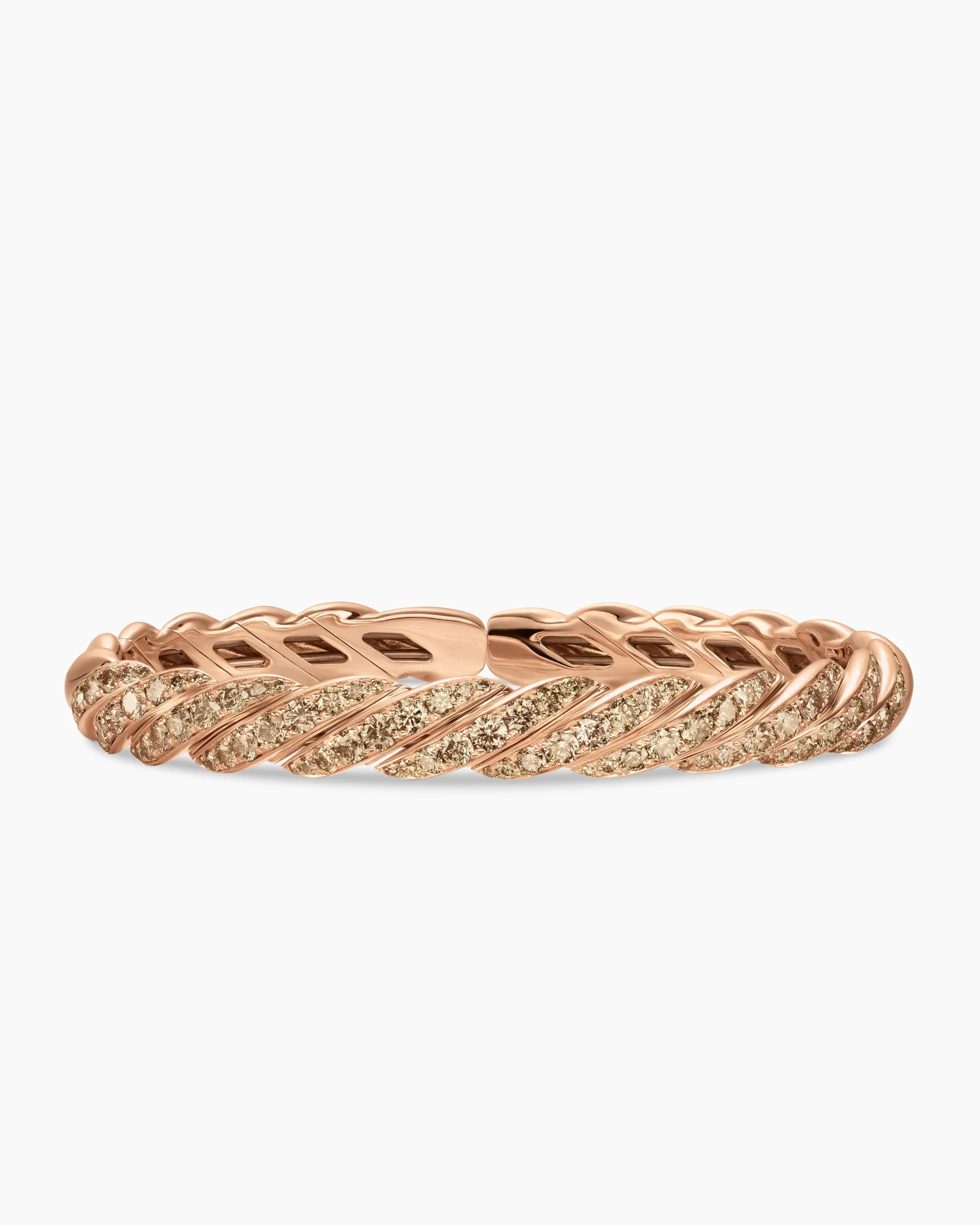 Sculpted Cable Flex Bracelet 18K Rose Gold with Cognac Diamonds, 7.8mm