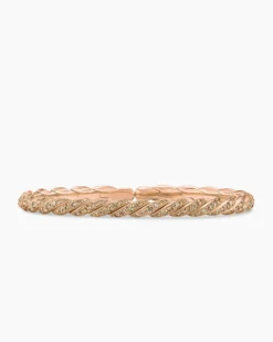 Sculpted Cable Flex Bracelet 18K Rose Gold with Cognac Diamonds, 5mm