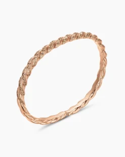 Sculpted Cable Flex Bracelet 18K Rose Gold with Cognac Diamonds, 5mm
