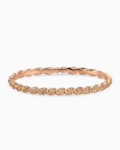 Sculpted Cable Flex Bracelet 18K Rose Gold with Cognac Diamonds, 5mm