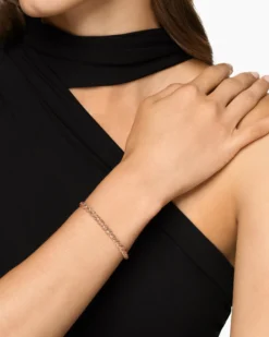 Sculpted Cable Flex Bracelet 18K Rose Gold with Cognac Diamonds, 5mm