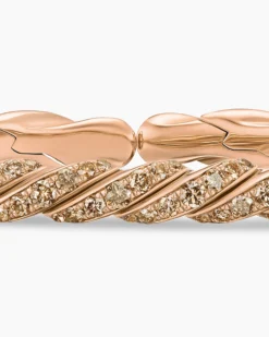 Sculpted Cable Flex Bracelet 18K Rose Gold with Cognac Diamonds, 5mm