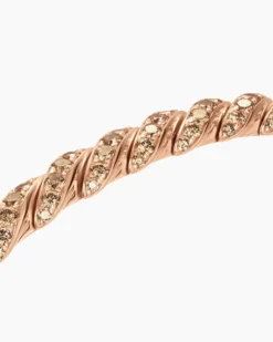 Sculpted Cable Flex Bracelet 18K Rose Gold with Cognac Diamonds, 5mm