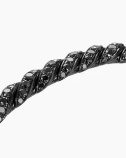Sculpted Cable Flex Bracelet 18K White Gold with Black Rhodium and Black Diamonds, 5mm