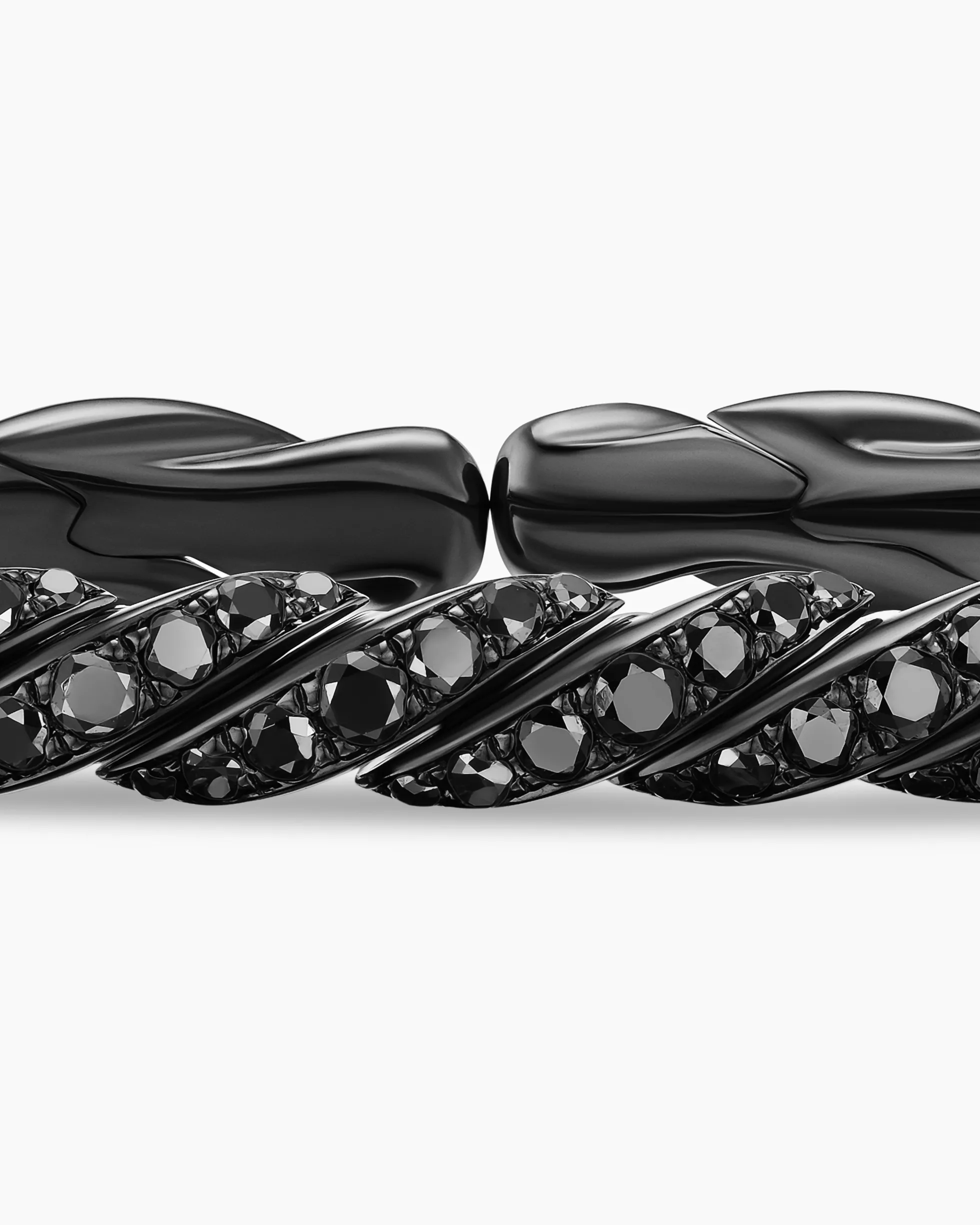 Sculpted Cable Flex Bracelet 18K White Gold with Black Rhodium and Black Diamonds, 5mm